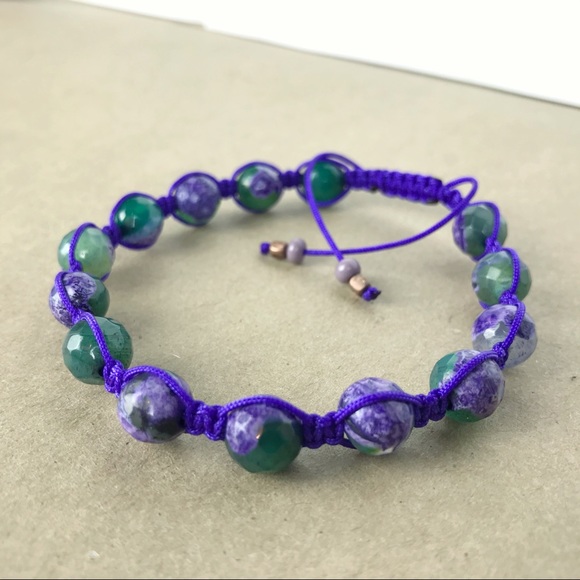 Handmade} Faceted Quartz Adjustable Bracelet - Picture 3 of 4